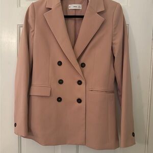 Mango Women's Tan Double-Breasted Blazer - Size Small